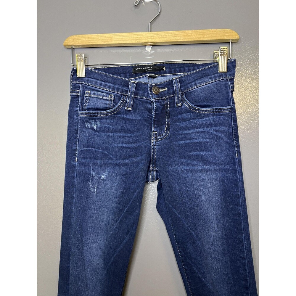 Flying Monkey Platinum Skinny Jeans Blue Womens 24 Mid Rise Distressed Stretch